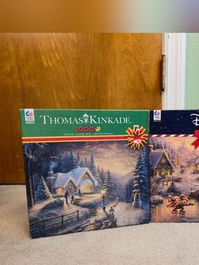 2x Ceaco 1000-piece jigsaw puzzles artwork by Thomas Kinkade Disney